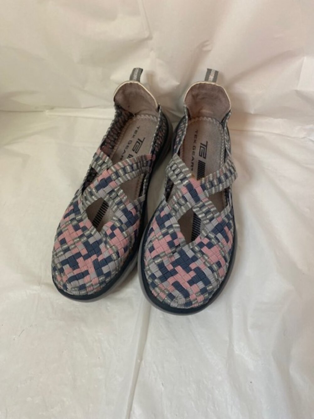 Tek Gear Woven Mary Jane Casual Shoes in pink/gray/silver, women's  size 8M